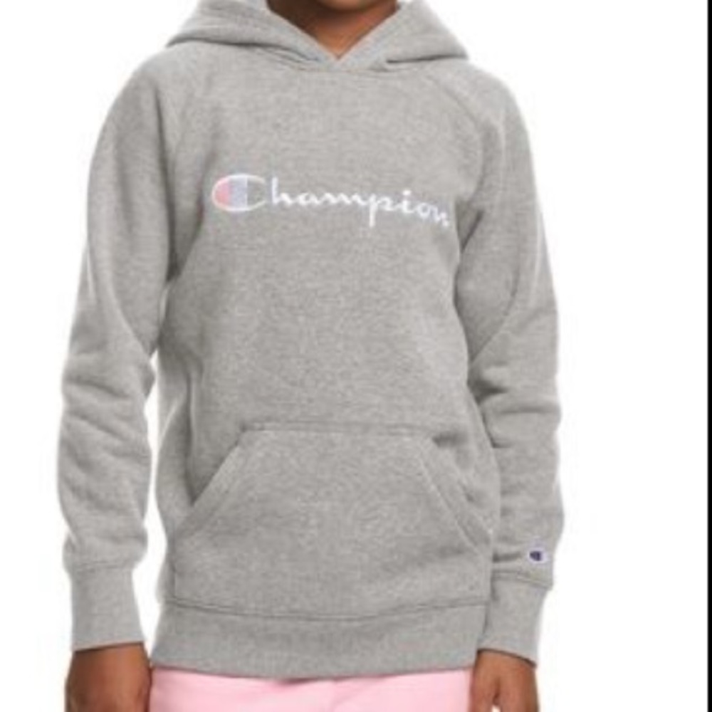 CHAMPION Girls Classic Logo Fleece Pullover Hoodie | L